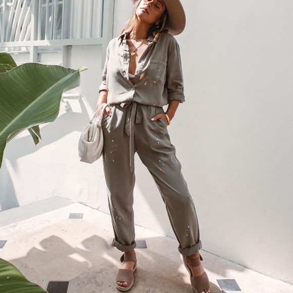 lovestitch Pants - Peyton tencel splatter paint utility jumpsuit